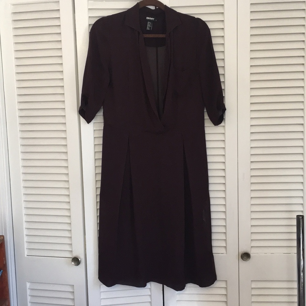 Vintage 90s DKNY sheer silk shirt dress